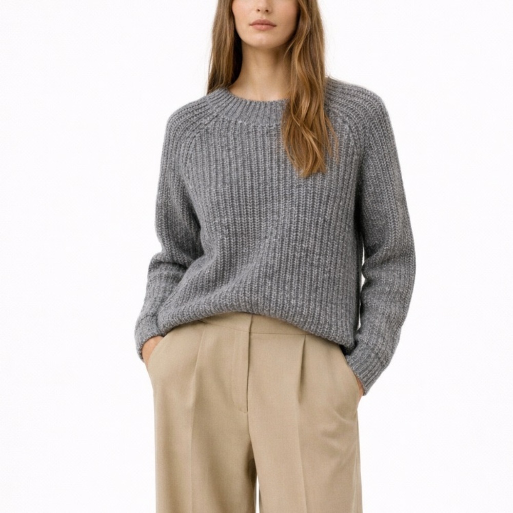 Vince Grey Marled w/ Blue Crewneck Wool Alpaca Oversized Sweater XSmall